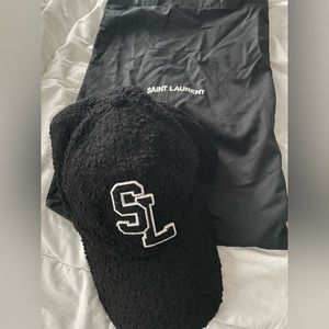 Saint Laurent SL Baseball Cap in Bouclé Tweed Wool